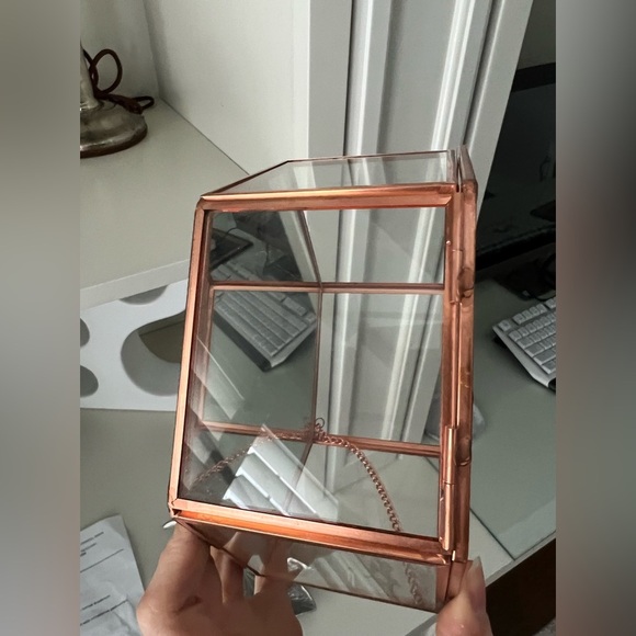 PANDORA Glass Jewelry Storage Box Octagon Copper Collectible Piece 2017 EUC - Picture 9 of 17